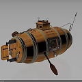 Wooden Barrel Shaped Weapon With Rope Wrapped Structure Spear Paddle And Mini Cabin Design